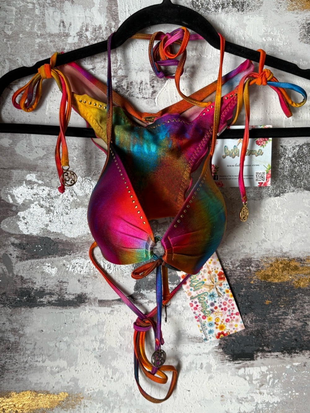 Rare 2012 Runway~LULI FAMA~ Bikini Neon Jewel Tie Dye NWT